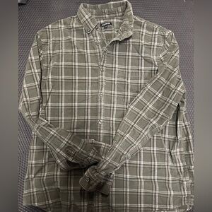 Express Olive Plaid Casual Shirt